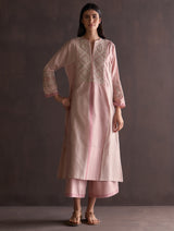 Saori Hand-Embroidered Kurta - Blush