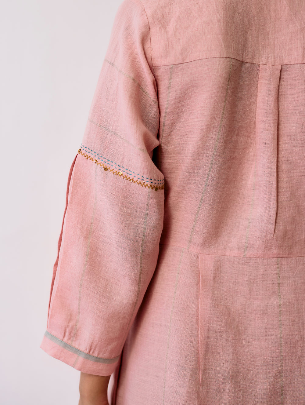 Raya Metallic Linen Wrap dress - Pink