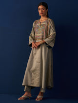 Sehar Hand-Embroidered Kurta Set - Sage Grey