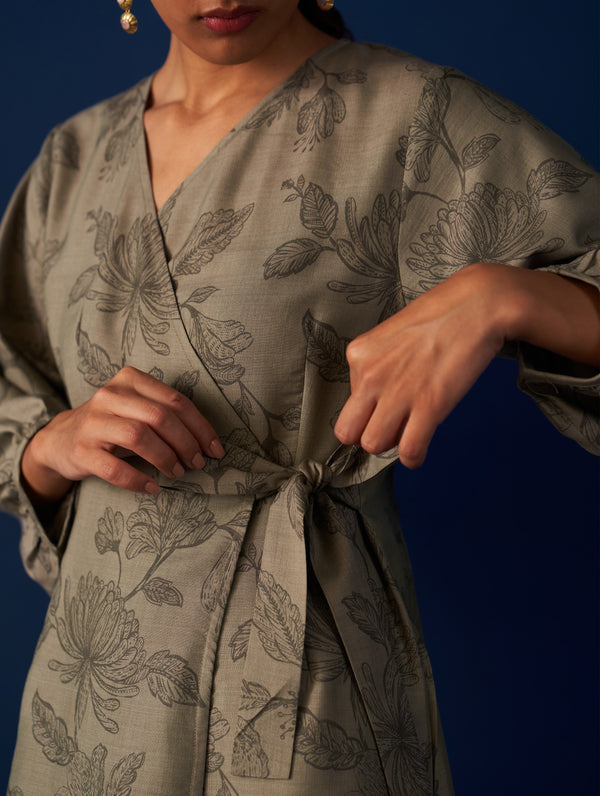 Lana Printed Co-ord Set - Sage Grey