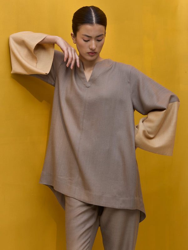 Vani Kimono Wool Top - Clay