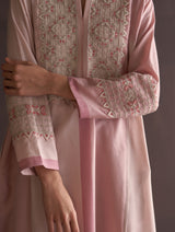 Saori Hand-Embroidered Kurta - Blush