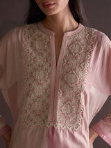 Saori Hand-Embroidered Kurta - Blush