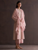 Saori Hand-Embroidered Kurta Set - Blush