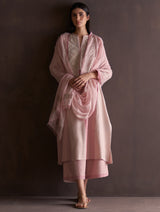 Saori Hand-Embroidered Kurta Set - Blush