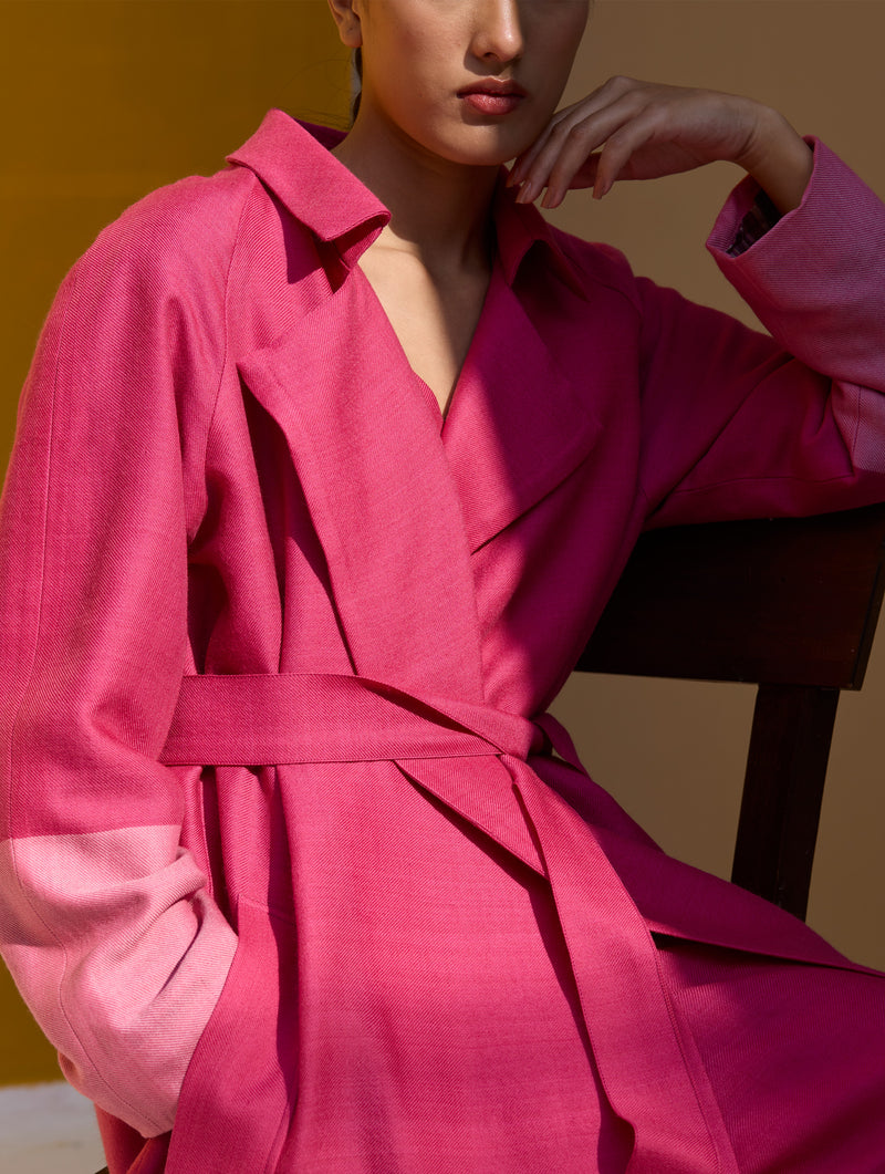 Kara Wool Long Coat - Rose