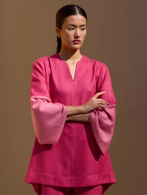 Vani Kimono Wool Top - Rose