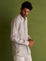 Kazumi Linen Shirt - Charcoal Stripe
