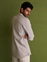 Kazumi Linen Shirt - Charcoal Stripe