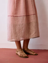 Raya Metallic Linen Wrap dress - Pink