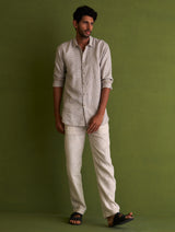 Kazumi Linen Shirt - Charcoal Stripe