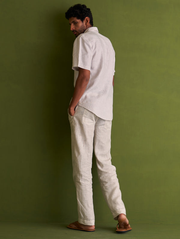 Hanzo Linen Shirt - Beige Stripe