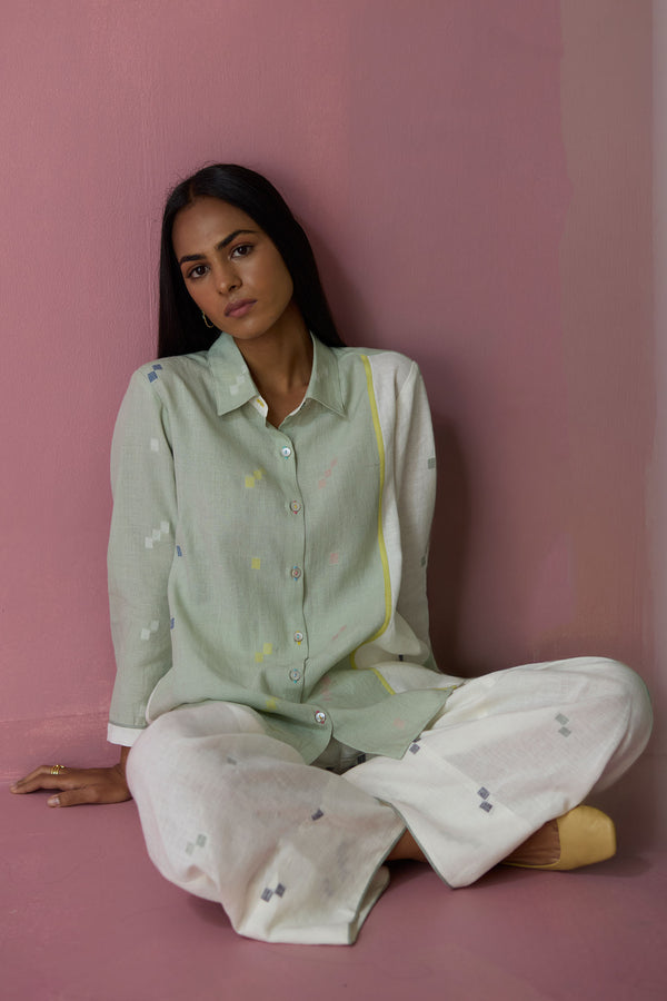 Umami Jamdani Linen Culottes - Ivory