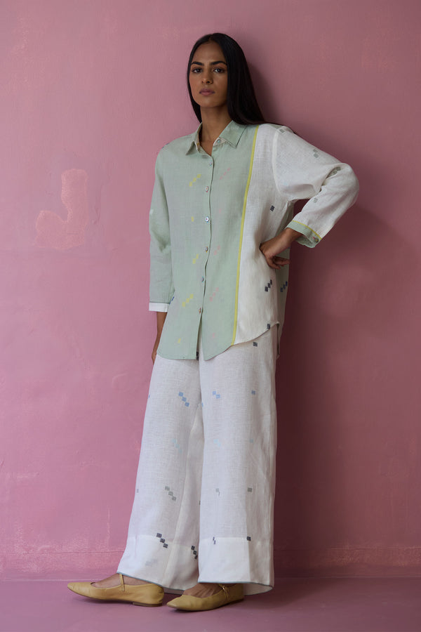 Sela Patchwork Jamdani Linen Shirt