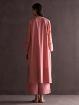Saori Hand-Embroidered Kurta - Coral