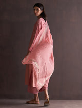 Saori Hand-Embroidered Kurta Set - Coral