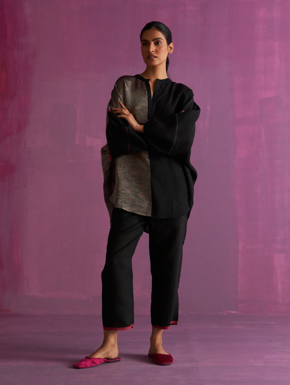 Ansa Tapered Linen Pant - Black
