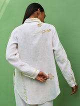 Alila Hand-Embroidered Linen Shirt -  White