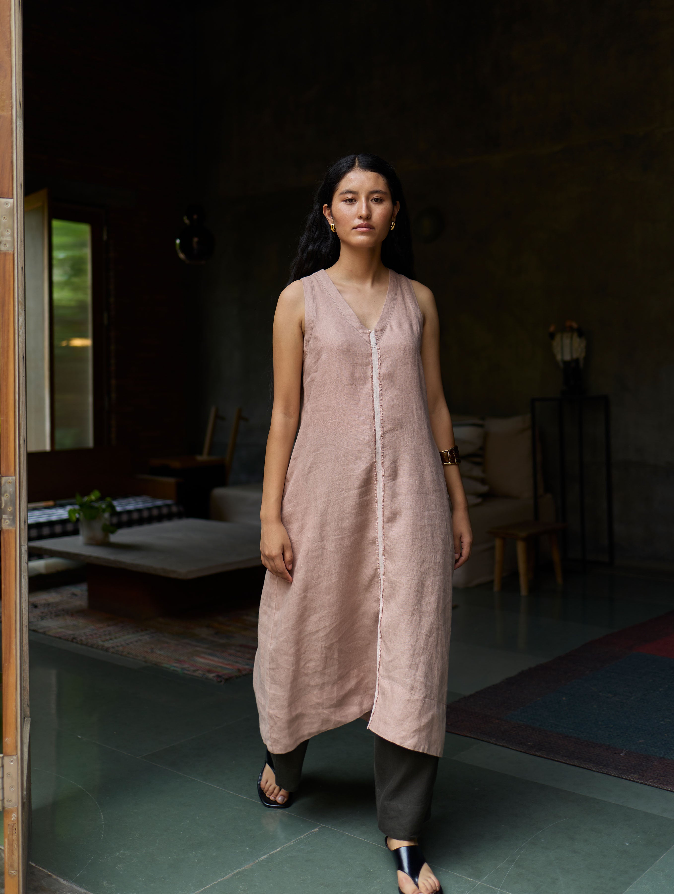 Rohe Sleeveless Linen Tunic - Dusty Rose – Manan