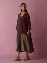Anzu Color-Blocked Dress - Earth
