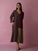 Anzu Color-Blocked Dress - Earth
