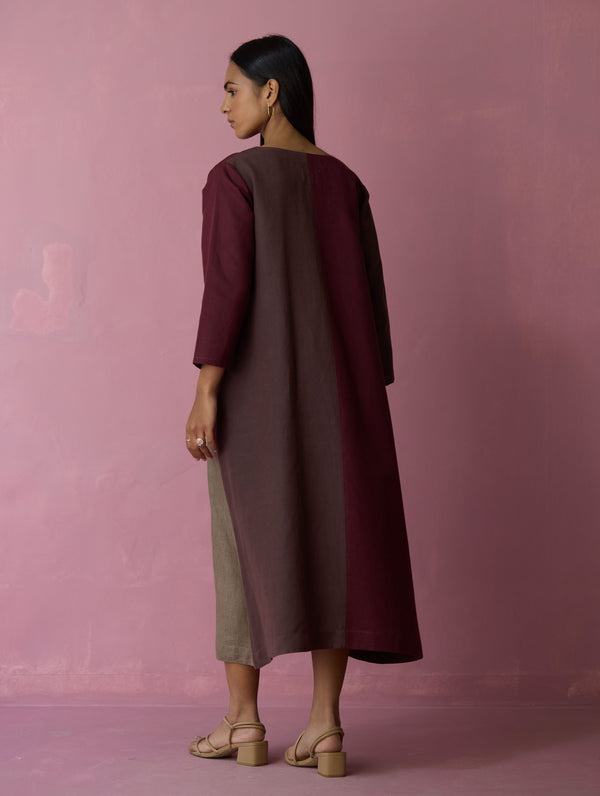 Anzu Color-Blocked Dress - Earth