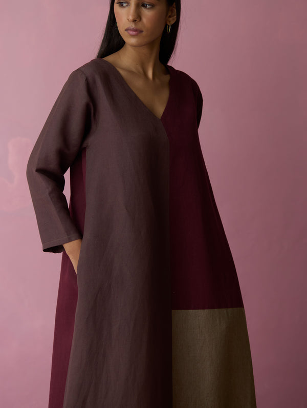 Anzu Color-Blocked Dress - Earth