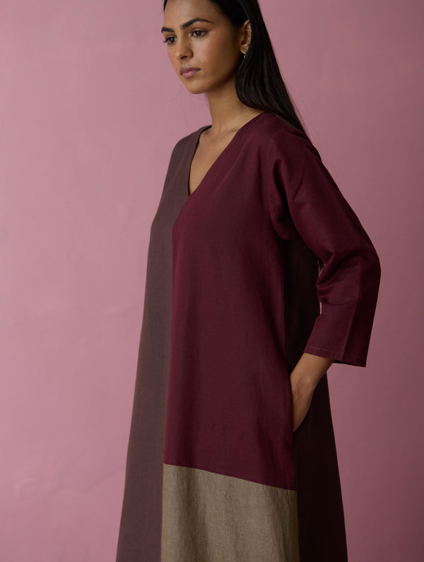 Anzu Color-Blocked Dress - Earth