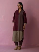 Kaori Color-Blocked Kurta - Earth