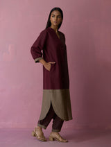 Kaori Color-Blocked Kurta - Earth