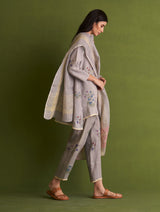 Maho Botanical Linen Kurta Set - Ash