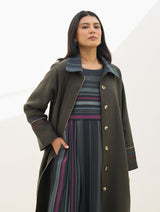 Juniper Linen Coat - Olive Charcoal