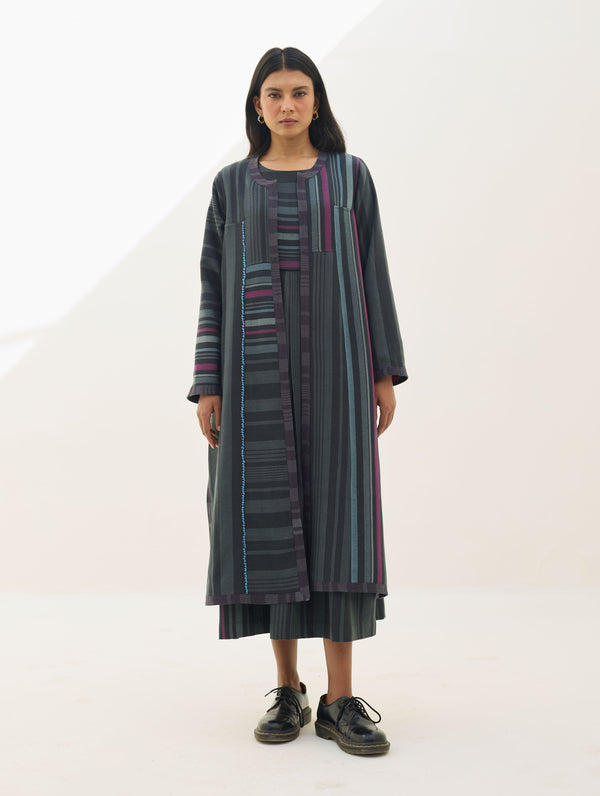 Thena Reversible Merino Wool Overlay - Charcoal