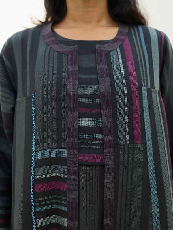 Thena Reversible Merino Wool Overlay - Charcoal