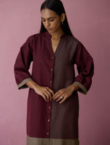 Kaori Color-Blocked Kurta - Earth
