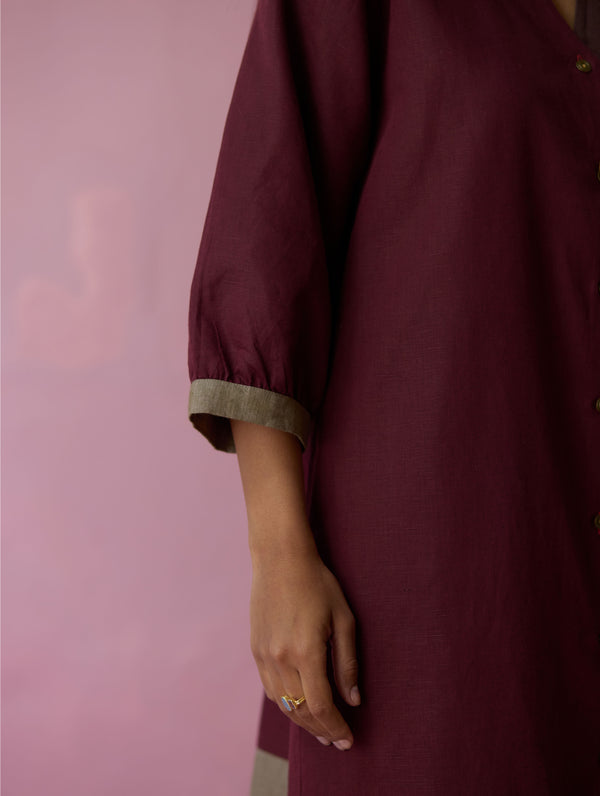 Kaori Color-Blocked Kurta - Earth