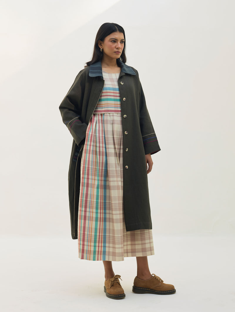 Juniper Linen Coat - Olive Charcoal