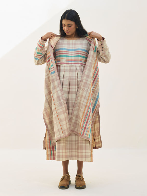 Thena Reversible Merino Wool Overlay - Beige