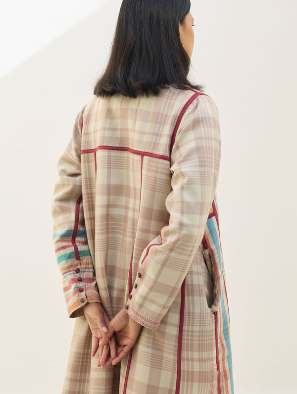 Thena Reversible Merino Wool Overlay - Beige