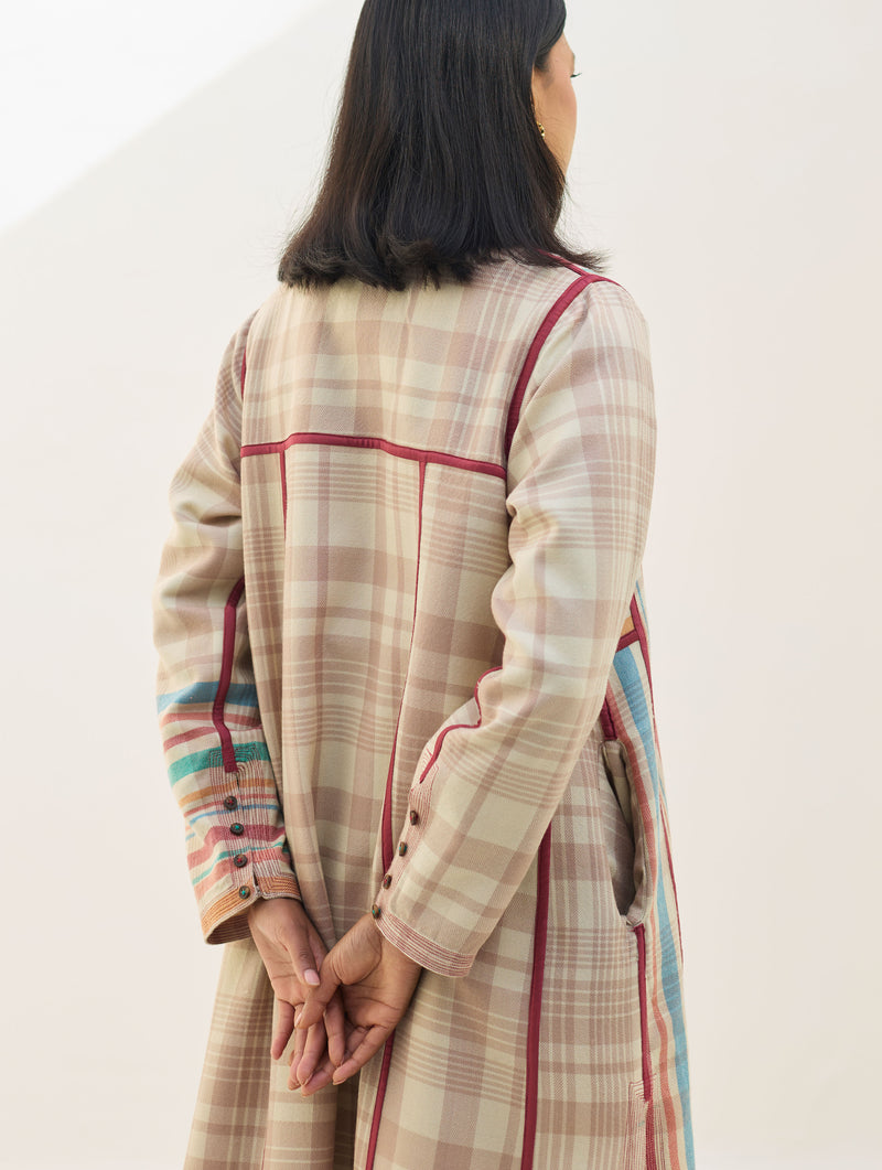 Thena Reversible Merino Wool Overlay - Beige