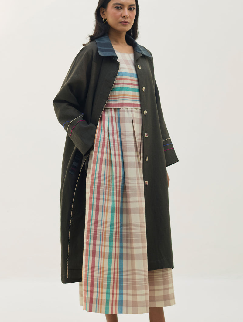 Juniper Linen Coat - Olive Charcoal