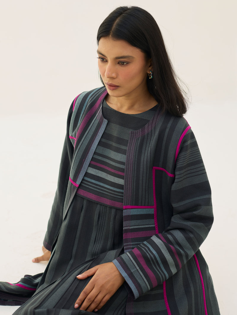 Thena Reversible Merino Wool Co-ord Set - Charcoal