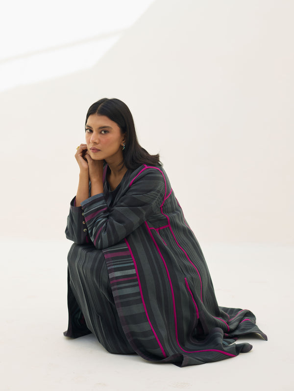 Thena Reversible Merino Wool Overlay - Charcoal