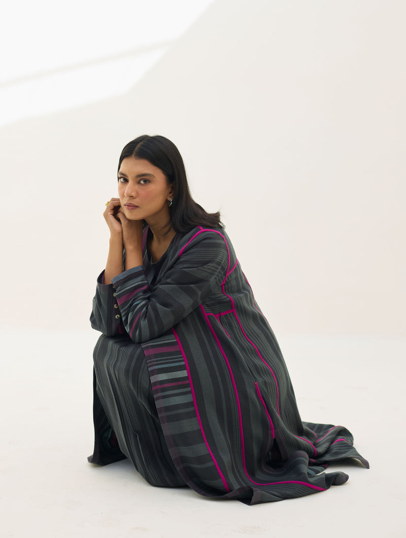 Thena Reversible Merino Wool Co-ord Set - Charcoal