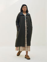 Juniper Linen Coat - Olive Charcoal