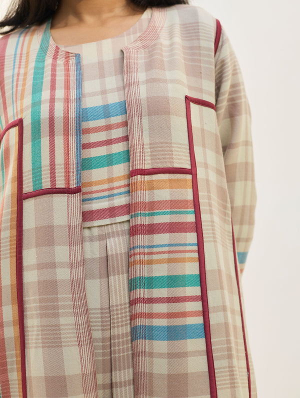 Thena Reversible Merino Wool Overlay - Beige