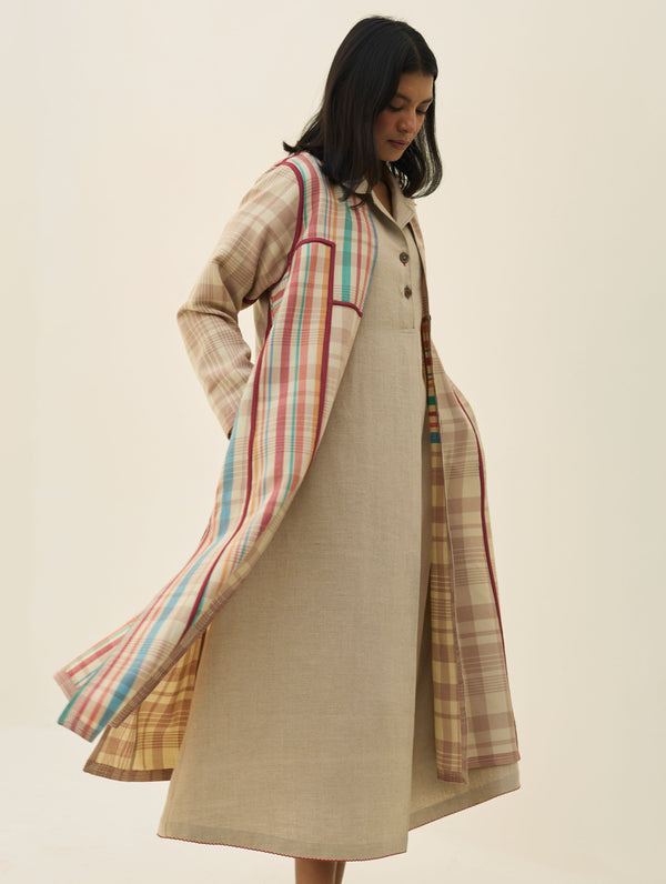 Thena Reversible Merino Wool Overlay - Beige