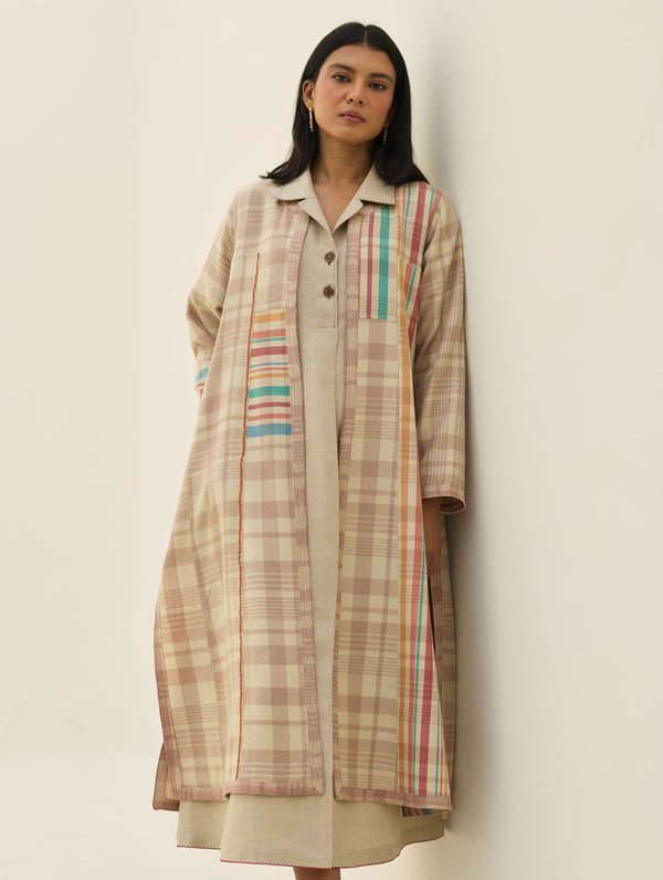 Thena Reversible Merino Wool Overlay - Beige