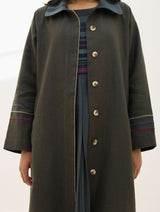 Juniper Linen Coat - Olive Charcoal