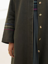 Juniper Linen Coat - Olive Charcoal